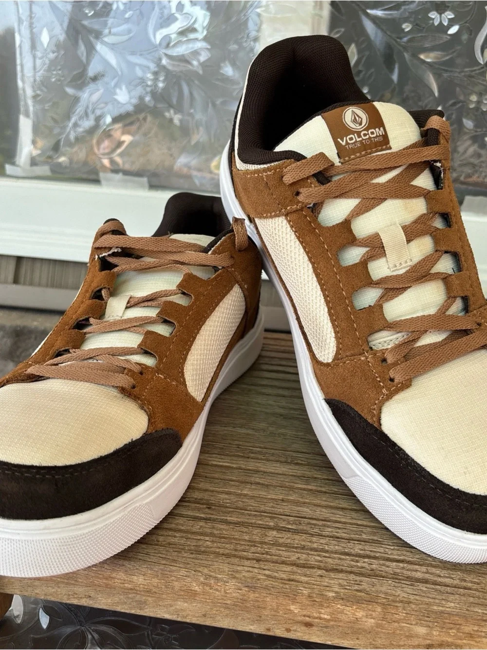Volcom Men workwear Comp toe Sneakers in Brown and Cream with Dark Brown Accents